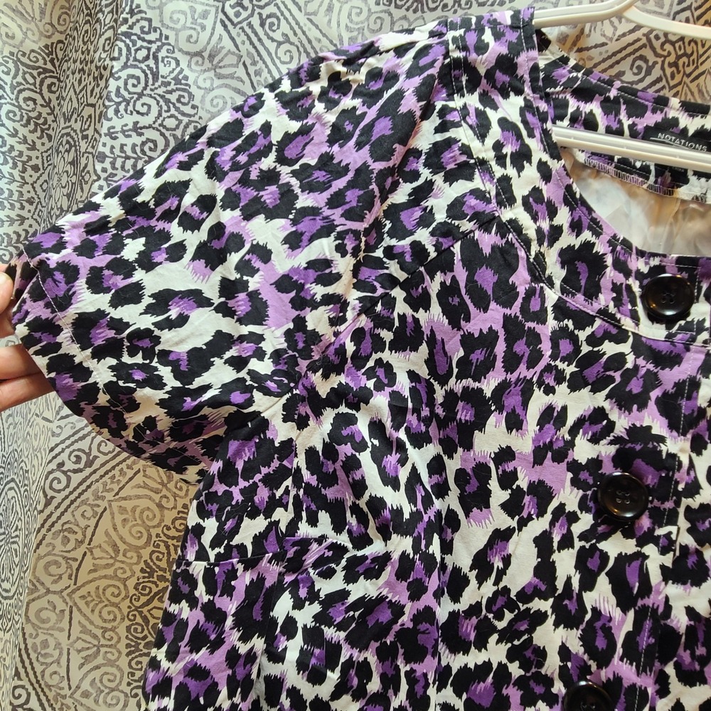 Notations Short Sleeve Jacket Womens 2X Purple Black Leopard Animal Print Y2K - Picture 8 of 10